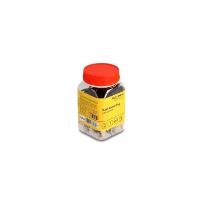 Produktbild von DeLOCK RJ45 Modularer Stecker mit Zugentlastung Cat.6A, Cat.7 und Knickschutztülle 25er Set, RJ-45, Schwarz, Metallisch, Männlich, Gerade, Polycarbonat (PC), Cat6a