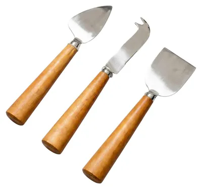 Produktbild von Käsebesteck Akira 3er Set Akazienholz Edelstahl 16 bis 19 cm groß, handgemachtes Käsebesteck aus Akazienholz und Edelstahl 304, 3er Set für Küche, Buffet, Tischdeko, Dinner und natürliche Tischkultur