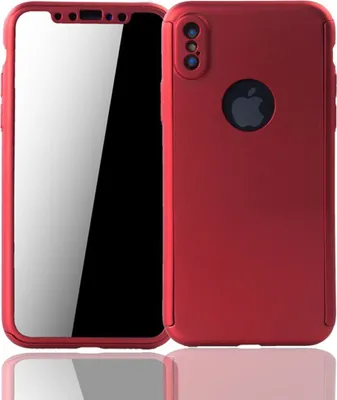 Produktbild von Handyhülle Schutzhülle für Apple iPhone X Full Case Cover Displayschutz 360 Rot