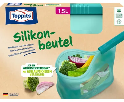 Productafbeelding van Toppits siliconen zakken, 1,5 liter, herbruikbaar, met voetje, 1 stuk