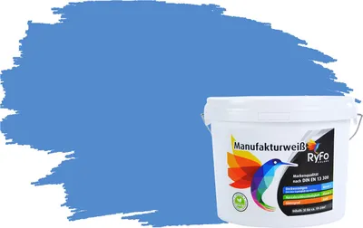 Produktbild von RyFo Colors Bunte Wandfarbe Manufakturweiß Polarblau 3l - weitere Blau Farbtöne und Größen erhältlich, Deckkraft Klasse 1, Nassabrieb Klasse 1