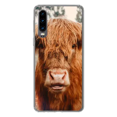 Produktbild von MuchoWow® Handyhülle Schutzhülle Hülle für Huawei P30 Kuh - Schottischer Hochländer - Hörner - Braun - Landschaft Silikon Softcase Handy Hülle - Kartenbesitzer