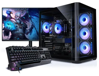 Produktbild von kiebel.de PC Set Gaming mit 27 Zoll TFT Curve V AMD Ryzen 5 5600GT, 32GB DDR4, AMD Vega Grafik, 1TB SSD, WLAN, Windows 11, Komplettsystem Gaming