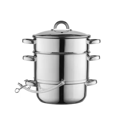 Produktbild von FLORINA Entsafter 7 l | Induktion Dampfentsafter FRUIT aus 18/10 Edelstahl | Fruchtenentsafter mit Glasdeckel | 10,5 l Füllvolumen | Induktionsgeeignet | Entsaften von Obst & Gemüse