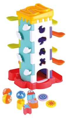 Produktbild von Infunbebe Motorikturm 35 cm mit Kugelbahn Steckspiel und Drehrädern