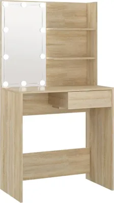 Image de vidaXL Coiffeuse avec LED Chêne Sonoma 74,5x40x141 cm Bois composite