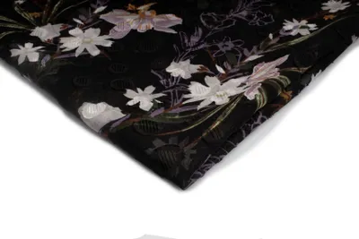 Obrázek produktu pro Šifon s potiskem, vzor 10, černá/fialová 50 x 150 cm