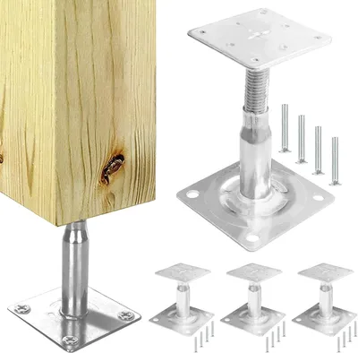 Produktbild von Verstellbare Pfostenträger 4 Stücke, Höhe 100-140 mm, verzinkter Stahl, für Außenbereich
