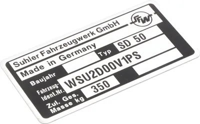 Obrázok produktu pre Typový štítok - Trojkolka SD50 - Suhler Fahrzeugwerk GmbH