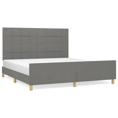 Image de vidaXL Cadre de lit sans matelas gris foncé 180x200 cm Tissu