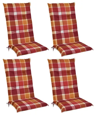 Image de Beautissu Lot de 4 coussins pour dossier haut 120 x 50 cm Rembourrage rouge à carreaux