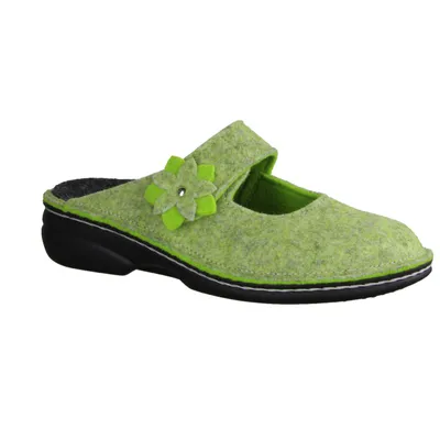 Produktbild von Finn Comfort Arlberg Hausschuhe, Damen, Clogs, Doublefilz, Apple, Wechselfußbett - Haus - hüttenschuhe Damen Hausschuhe, Grün