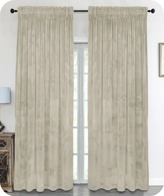 Produktbild von Samt Vorhang Kräuselband U-Band Gardine Velvet abdunkelnd, Größe und Farbe wählbar,140x245cm,Beige