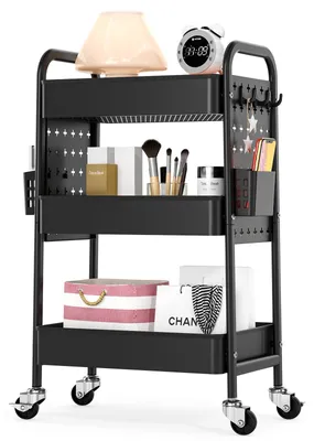 Obrázek produktu pro KINGRACK, třípatrový vozík na kolečkách, černý