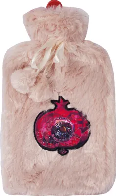 Produktbild von Biggdesign Granatapfel Wärmflasche mit Waschbarem und Weichem Plüschbezug, Bettflasche für Kinder und Erwachsene, 2L Wärmflasche für Rücken- und Bauchschmerzen, Hot Water Bottle, Beige