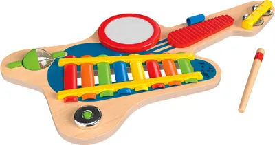 Produktbild von PLAYTIVE® 6-in-1 Gitarre Holz Musikinstrumente Kindergitarre Holzgittarre