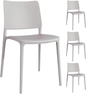 Produktbild von PAPATYA Designstuhl: 200 kg Stapelstuhl Bistrostuhl Gartenstuhl JOY-S Kunststoff (Hellgrau) 4er SET