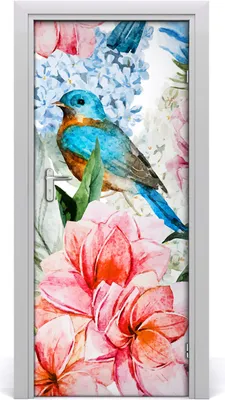 Produktbild von Tulup Türaufkleber 85x205 cm Dekorative Aufkleber Selbstklebend Wasserdichte Tapete Abnehmbar Schlafzimmer Wohnzimmer Wohnkultur - Blumen und Vögel