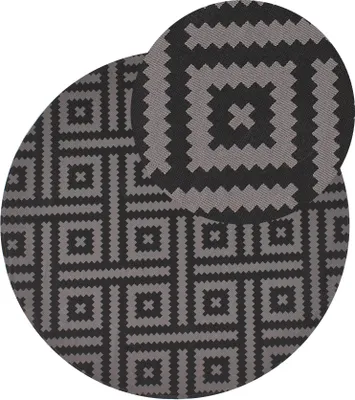 Produktbild von BELIANI Outdoorteppich Schwarz und Grau 160 cm Rund Geometrisches Muster Modern Indoor Outdoor Terrasse Balkon Garten
