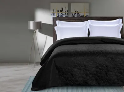 Produktbild von Schwarze Tagesdecke mit STONE-Muster Maße: 220 x 240 cm