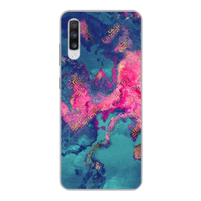 Produktbild von MuchoWow® Handyhülle Schutzhülle Hülle für Samsung Galaxy A70 Marmor - Farbe - Rosa - Blau Silikon Softcase Handy Hülle - Schutzhaube