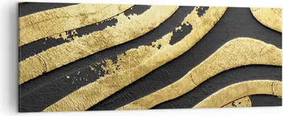 Produktbild von Bild auf Leinwand - Leinwandbild - Einteilig - Abstraktion dreidimensional Gold - 140x50cm - Wand Bild - Wanddeko - Wandbilder - Leinwanddruck - Bilder - Wanddekoration - Leinwand bilder AB140x50-4461