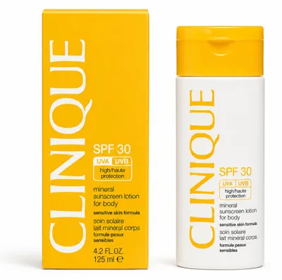 Produktbild von Clinique SPF 30 Mineral Sunscreen Lotion For Body, Sonnenschutzlotion, Körper, Flasche, Schutz, Empflindliche Haut, 125 ml