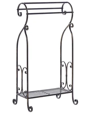 Produktbild von BELIANI Handtuchständer Schwarz Metall mit Boden u. 3 Stangen Antik Optik Retro Stil Badezimmer Schlafzimmer Wohnzimmer Dekoration