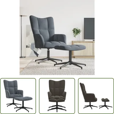 Produktbild von The Living Store Relaxsessel mit Hocker Dunkelgrau Samt