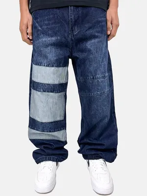 Produktbild von DADA Supreme Patchwork Baggy Denim Jeans im Retro-Look Größe: 36W / 32L