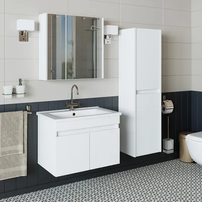 Produktbild von Roomart ATRIA-65 Badmöbel-Set 4-teilig 65 cm breit, Weiß