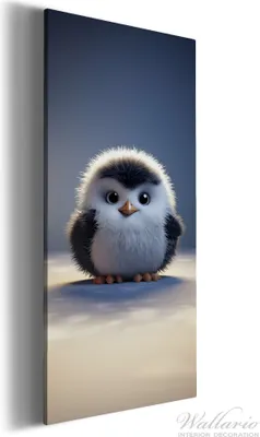 Produktbild von Wallario Premium Leinwandbild Flauschiger Pinguin in Größe 60 x 150 cm