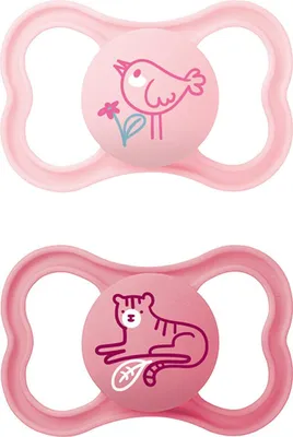 Produktbild von MAM Air Silikon Schnuller im 2er-Set, extra leichtes und luftiges Schilddesign, zahnfreundlicher Baby Schnuller aus speziellem MAM SkinSoft Silikon mit Schnullerbox, 6-16 Monate, Vogel/Tiger