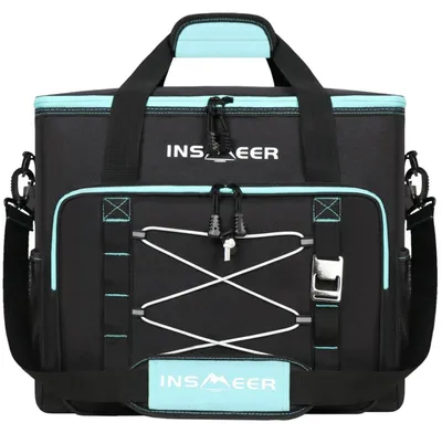 Produktbild von Kühltasche Groß 55L faltbar auslaufsicher wasserdicht isoliert mit Flaschenöffner Picknicktasche Strand Camping Schwarz