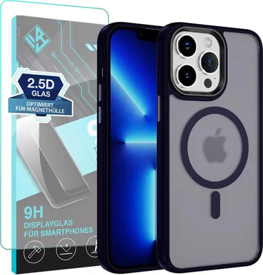 Produktbild von Handyhülle Magsafe für Apple iPhone 13 Pro Max Handyhülle mit 9H Displayglas Bumper Case Magnet Cover – Farbe: Dunkles Violett