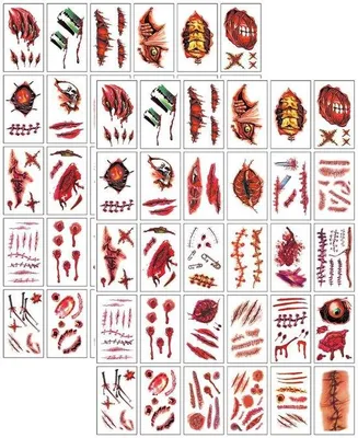 Immagine prodotto di Set di adesivi per tatuaggi 3D impermeabili, con effetto sangue, ideali per Halloween e tatuaggi temporanei