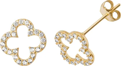 Productafbeelding van Oorbellen voor dames, goud 375/1000 met zirconiumoxide - 10mm * 10mm; TRS27103