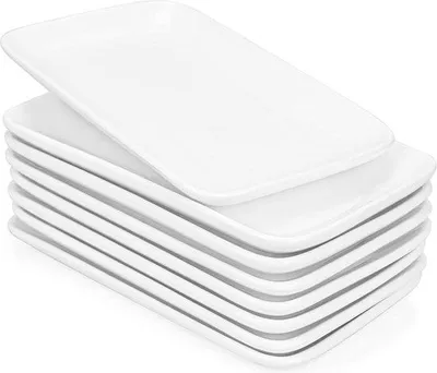 Obrázok produktu pre Sada 8 obdĺžnikových porcelánových dosiek – 20x12x2,5 cm, biela farba