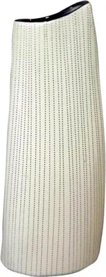 Produktbild von Beige Keramikvase mit braunem Rand, 12,8 x 5 x 30,2 cm
