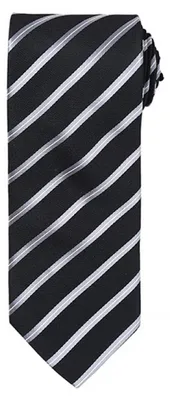 Image de Premier Workwear PR784 | Sports Stripe Tie / Largeur 3' / 7,5 cm / Longueur 57' / 144 cm - Couleur : Black/Silver - Taille : One Size