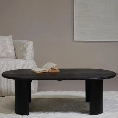 Produktbild von Couchtisch Oval - Schwarz - Mangoholz - 120cm - Couchtisch Maikel - Giga Meubel