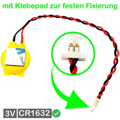 Produktbild von plug cable CR1632 3V RTC CMOS Battery Connector 6,3 x 2,7mm for PC Notebook BIOS