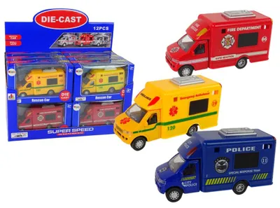 Produktbild von Leantoys Auto Pojazd Ratunkowy Policja Stra? Po?arna Nap?d Frykcyjny 3 Modele