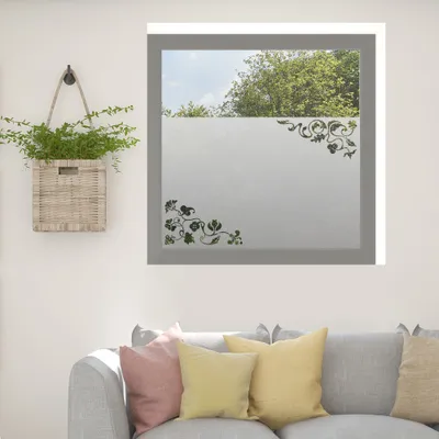 Produktbild von Fensterfolie Sichtschutzfolie Milchglasfolie Folie Fenster Ornament Blumen Ecken 100 cm x 65 cm
