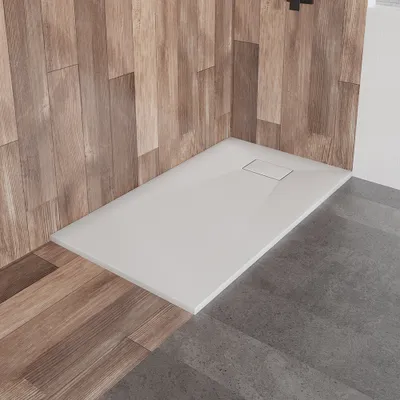Produktbild von Brodzik Posadzkowy Prysznicowy Prostokątny 160x90x3,2 SMC Kompozyt, Efekt Kamienia | w zestawie - Syfon, odpływ ⌀90 mm | BADLAND VIDAR