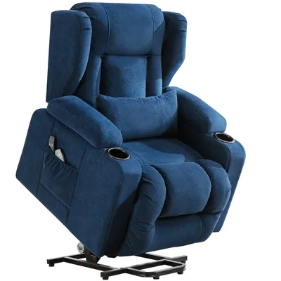 Produktbild von COMHOMA Relaxsessel Aufstehhilfe Massagesessel Fernsehsessel Liege mit Massage Ergonomischer Sessel Stoffoberfläche blau