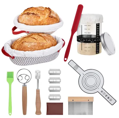 Gärkörbchen-Set 11-teilig für Sauerteig, rund & oval, 25/30 cm