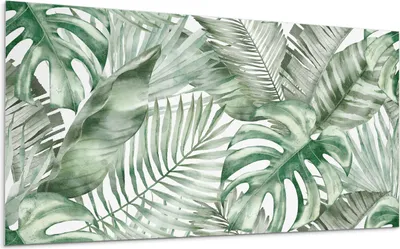Produktbild von Tropische Blätter In Einem Muster – Selbstklebende Fliesen – Wandverkleidung – Wandpaneel – PVC Fliesen – Vinylflisen – PCV Flisen – Selbstklebend – Wanddeko – 6 Stück 60 x 30 cm