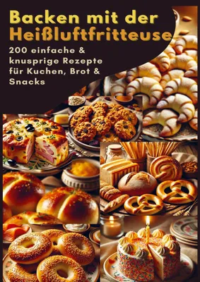 Produktbild von Backen mit der Heißluftfritteuse: 200 einfache & knusprige Rezepte für Kuchen, Brot & Snacks