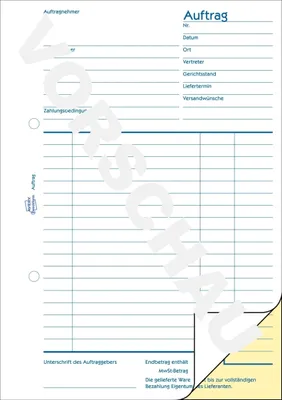 Produktbild von Formularbuch Auftrag A5 2x40 Blatt selbstdurchschreibend Packung mit 10 Stück